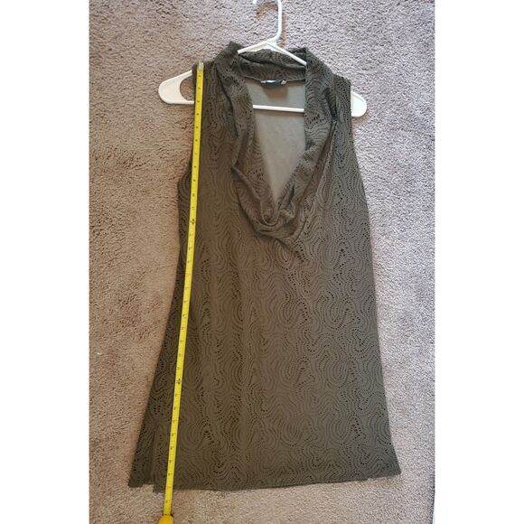 Trina Turk Deep Olive Green Crochet Style Lace Lined Dress With Cowl Neck Size M - Picture 5 of 7